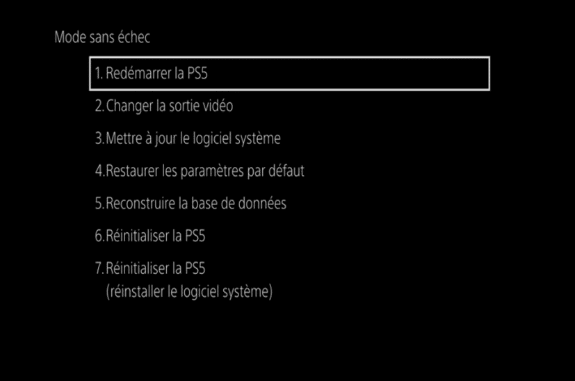 PS5 écran noir